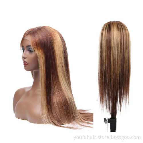 Wholesale 100% Real Brazilian Human Hair Highlight Wig Ombre Color Full HD Swiss Lace Cuticle Aligned Virgin Pinao Hair Wig